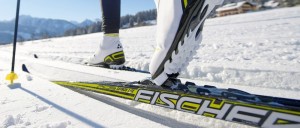 Person cross-county skiing - leg and ski shot