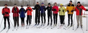 Colpoys Ski Trail, Bruce Peninsula, Ontario - Line of Cross-Country Skiers