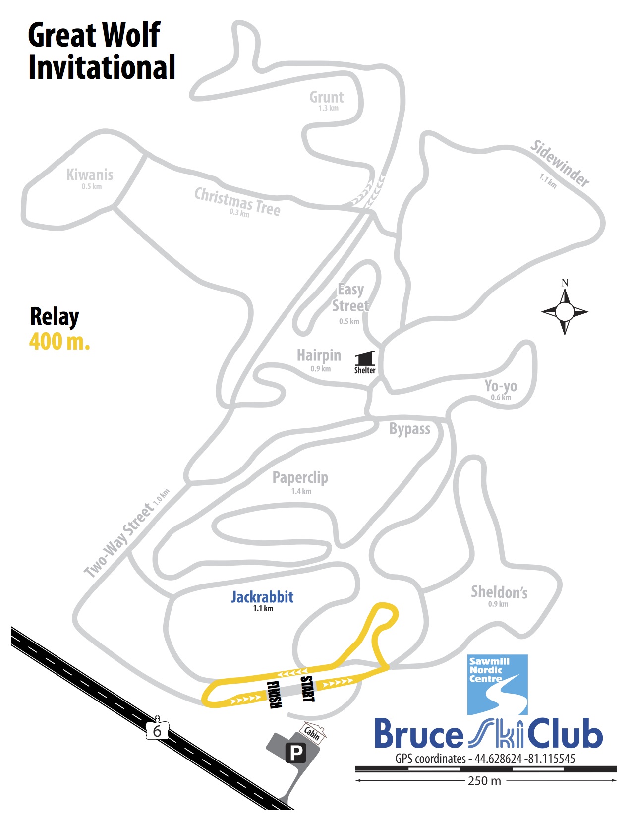 Great Wolf Invitational Cross-Country Ski Race, Hepworth, Ontario - Map: Relay