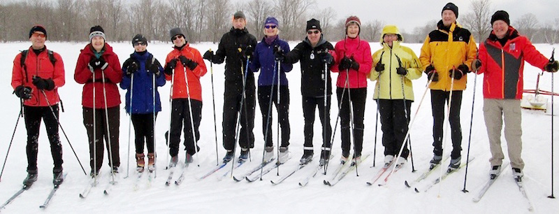 Cross-country skiers at Colpoys Trail in Wiarton, Ontario