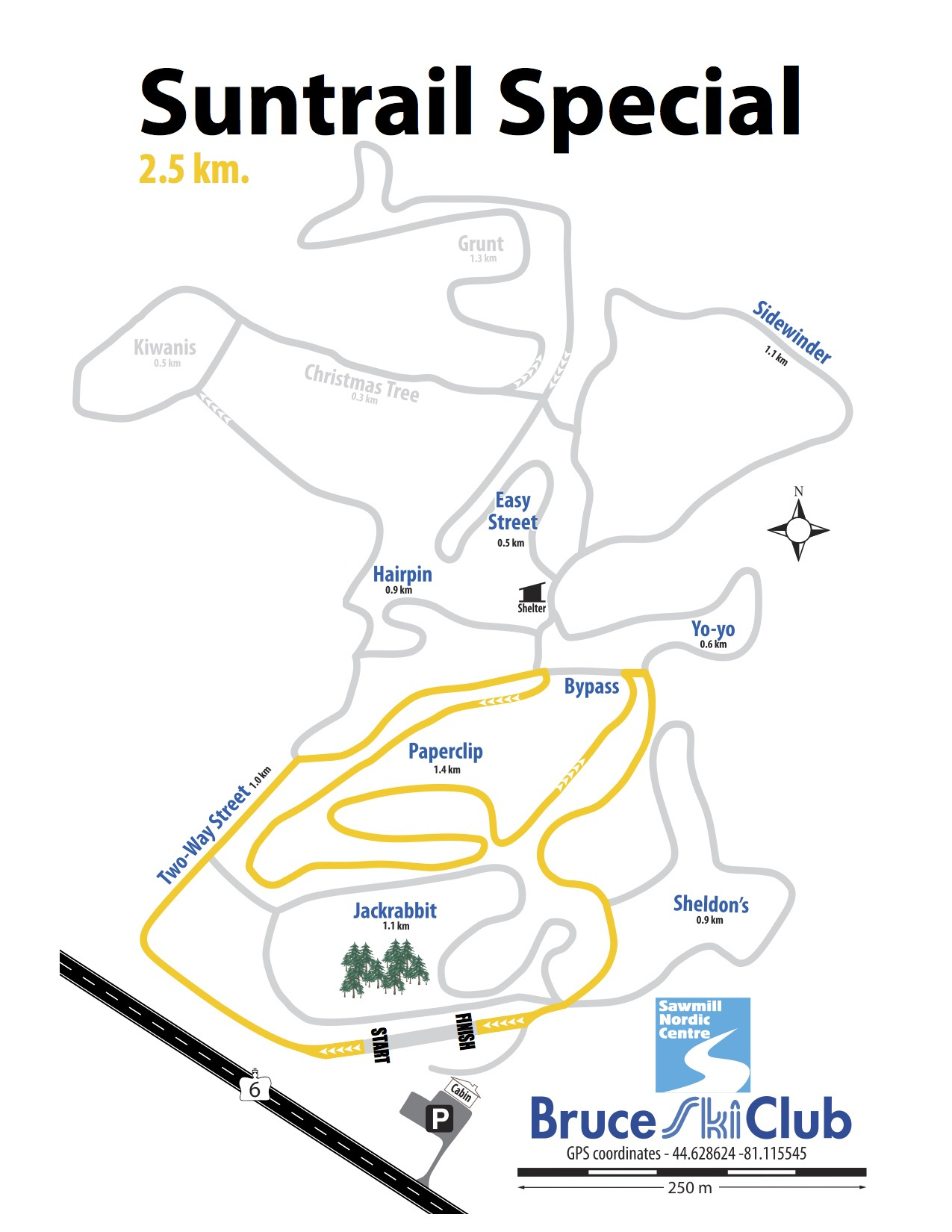 2019 Suntrail Special Cross-Country Ski Race Map – 2.5 km