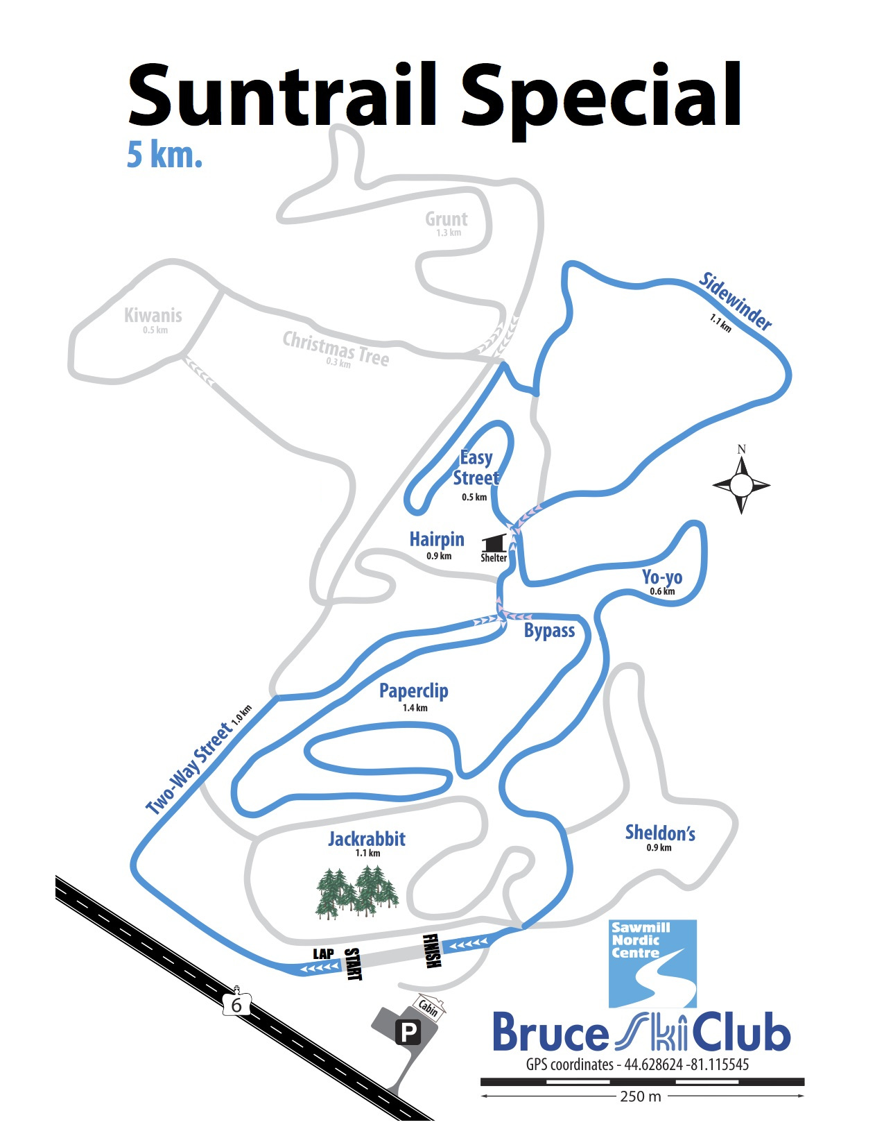 2019 Suntrail Special Cross-Country Ski Race Map – 5 km