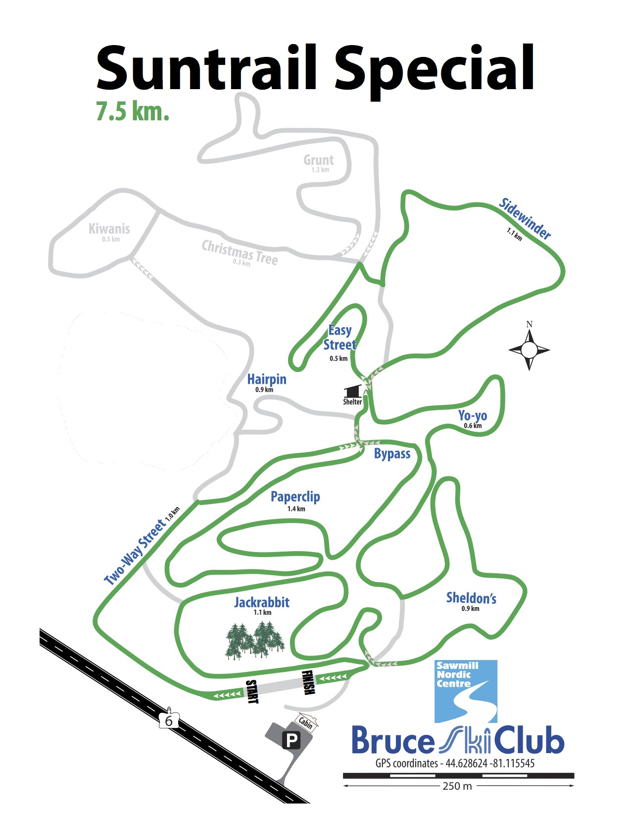 2019 Suntrail Special Cross-Country Ski Race Map – 7.5 km