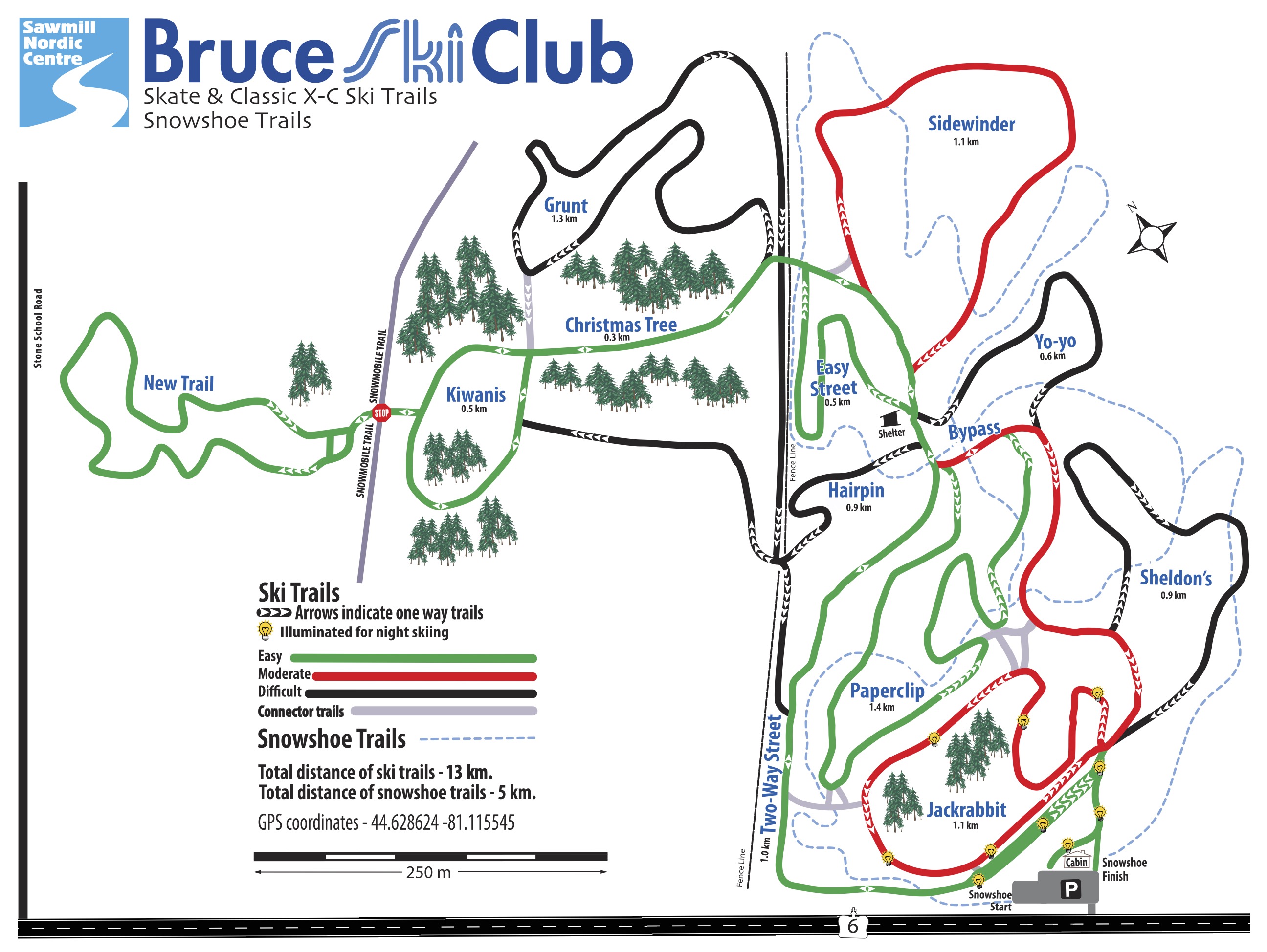 Sawmill Nordic Centre – Cross-country ski and snowshoe trails map (revised 10/24/23)