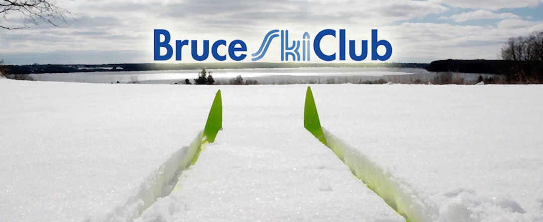 Bruce Ski Club Logo & Header - Cross-Country Skiing Overlooking Colpoy's Bay, Ontario