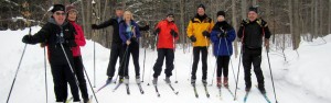 Cross-country skiers standing in a line - Bruce Ski Club, Sawmill Nordic Centre