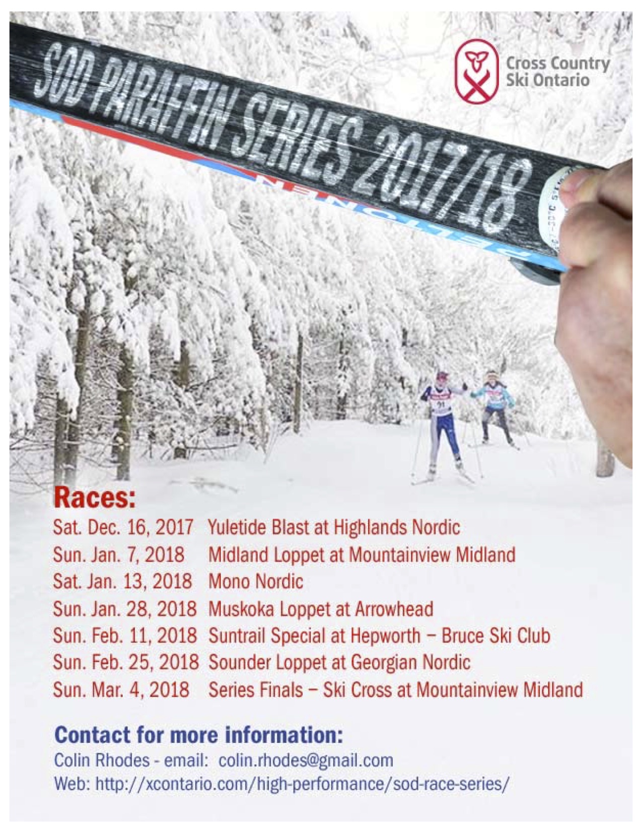 SOD Paraffin Series Ski Race Poster 2017-18