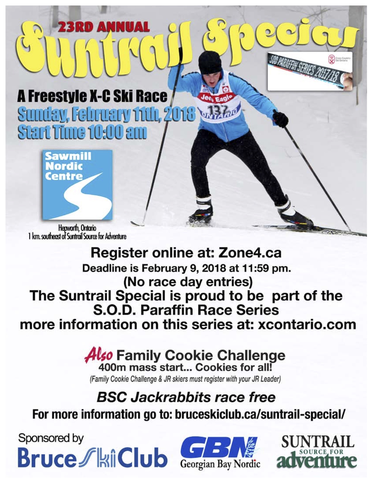 2018 Suntrail Special cross-country ski race poster