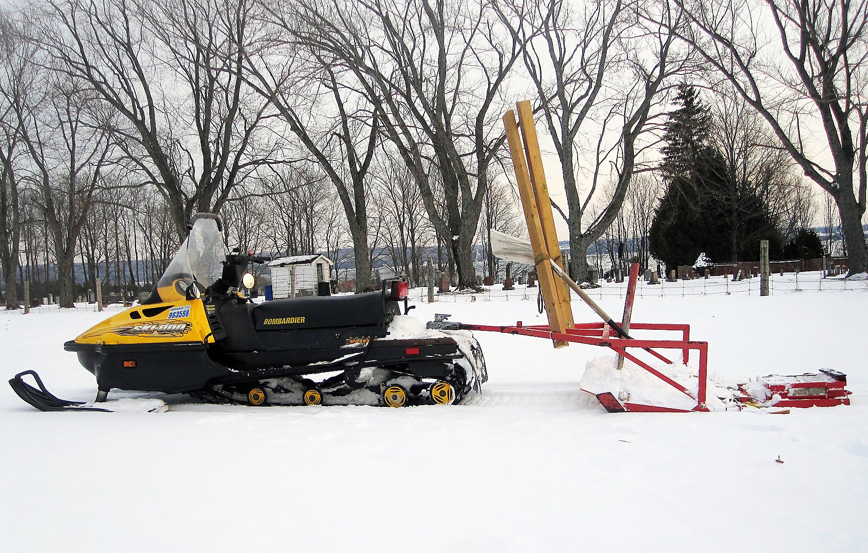 Snowmobile groomer at Colpoy's Bay Ski Trail