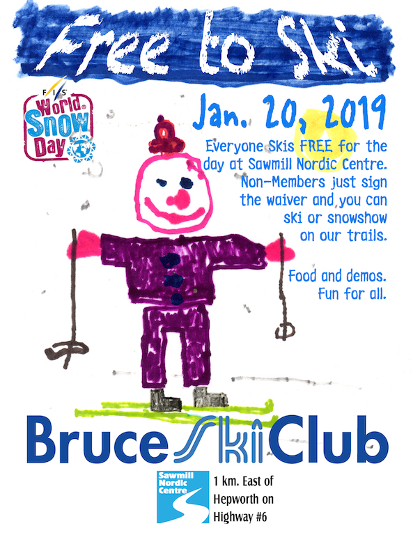 Flyer for Bruce Ski Club World Snow Day 2019 event
