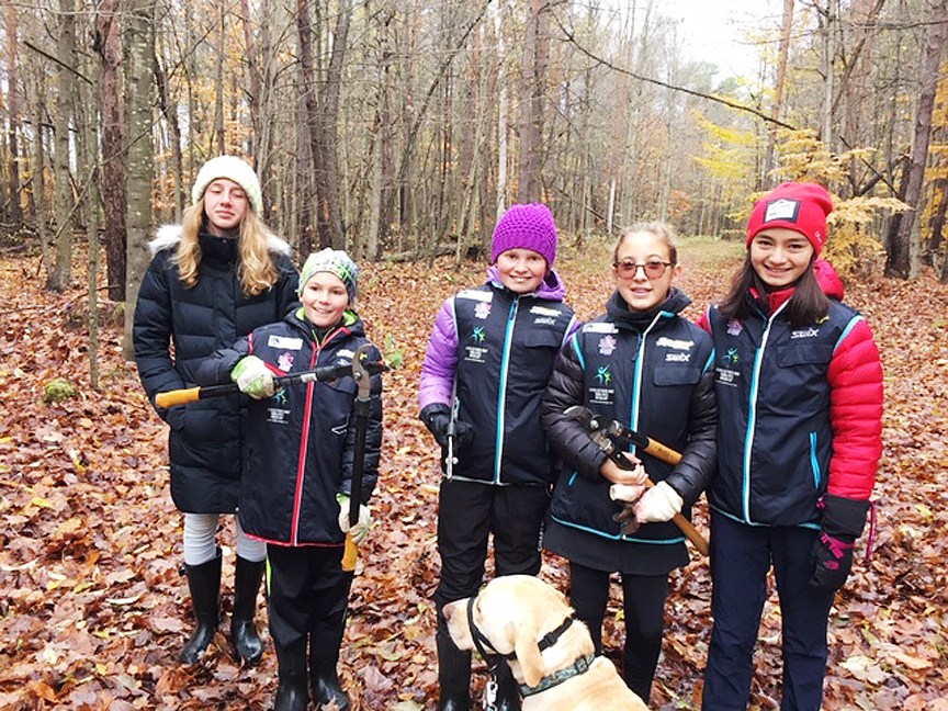 Volunteers at cross-country ski trail cleanup - Sawmill Nordic Centre, Hepworth, Ontario